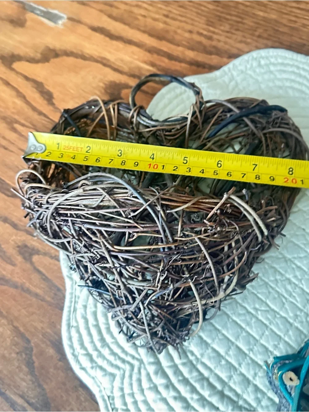 Lot of 2 wicker heart baskets